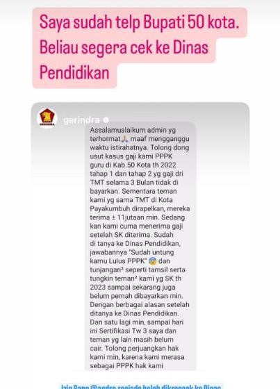 Dilaporkan Guru PPPK soal Gaji yang Belum Dibayar, Andre Rosiade Langsung Telepon Bupati Limapuluh Kota