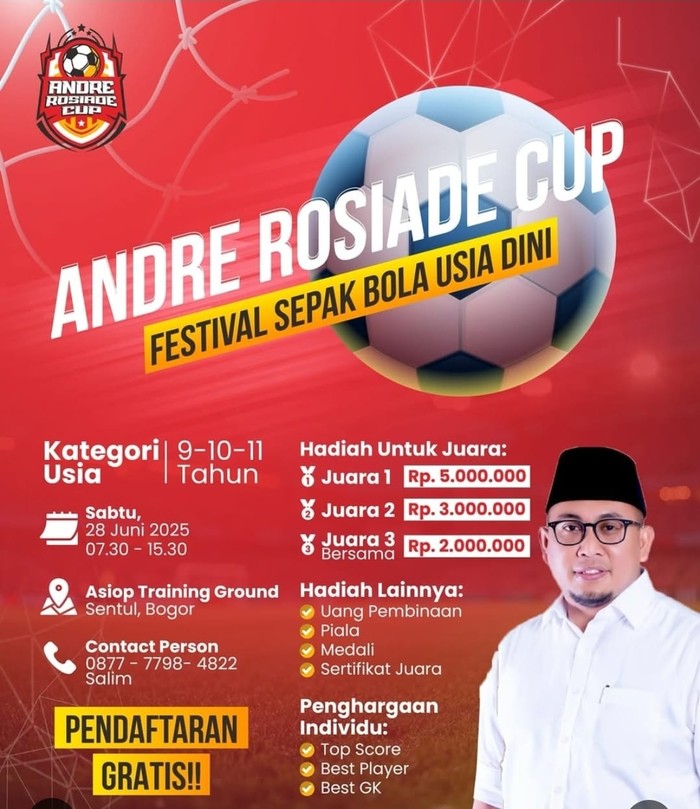 Andre Rosiade Cup Bakal Digelar, Pratama Arhan Bakal Hadiri Pembukaan